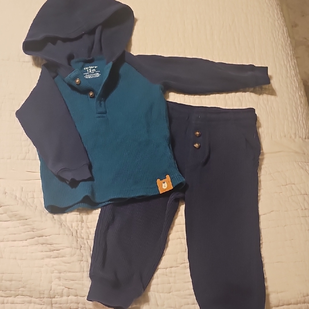 Carter's Teal and Navy Hoodie Set
